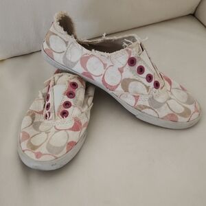 Coach Pink and Cream Slip-On Sneakers